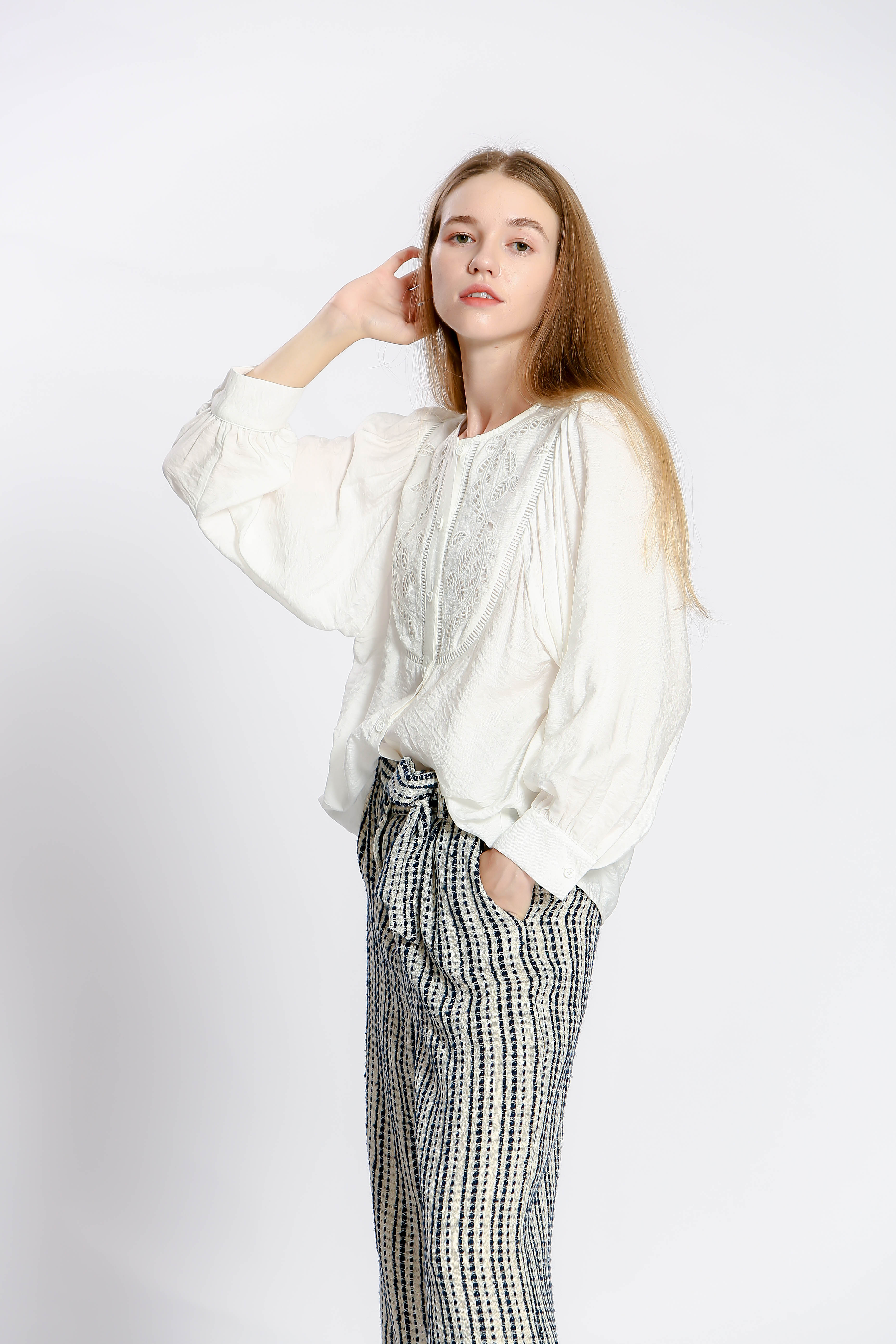 Pants jacquard rayure