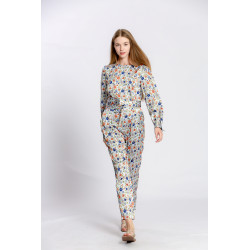 Blouse imprimé fleuri col rond à dos nu