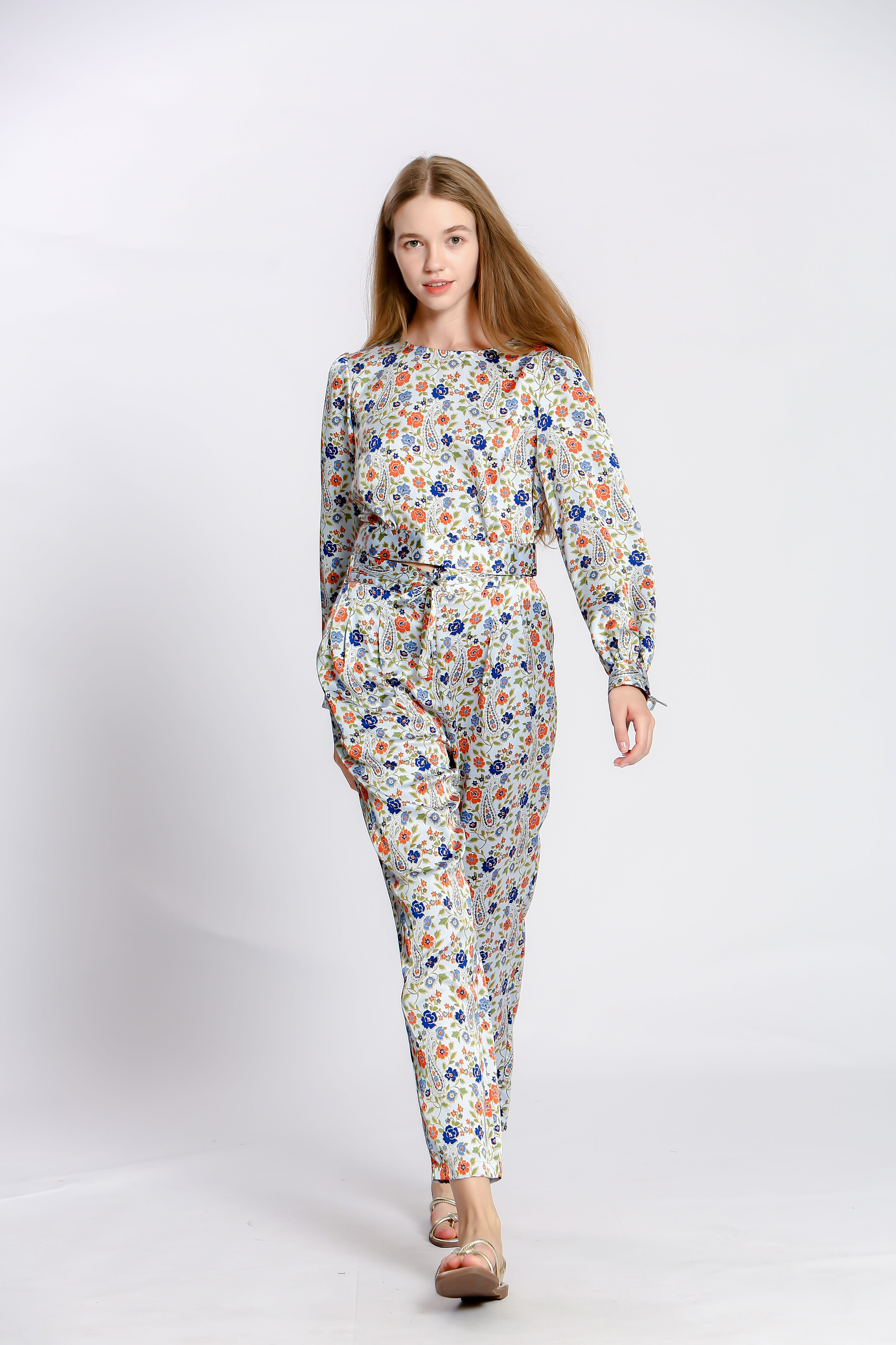 Blouse imprimé fleuri col rond