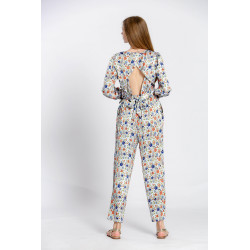 Blouse imprimé fleuri col rond à dos nu