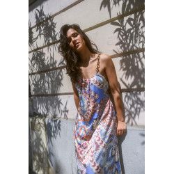 Robe imprimé fleuri bretelle à chaîne doré