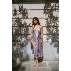 Robe imprimé fleuri bretelle à chaîne doré