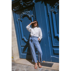 Pants tencel brodé rayé