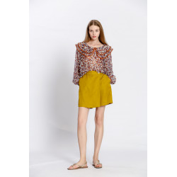 Jupe-Short uni satiné fluide et léger