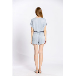 Jumpsuit uni col V plissé