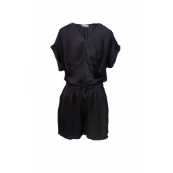 Jumpsuit uni col V plissé