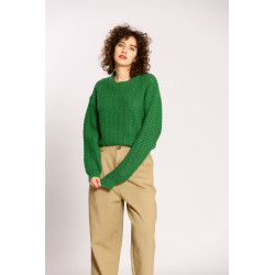 Pull uni en maille torsadée