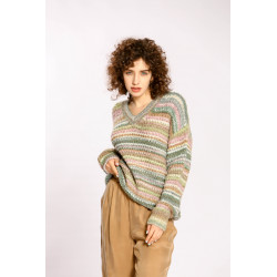 Pull rayé multicolore