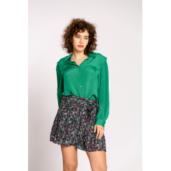 Chemise unie boutonnée 100% soie