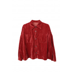 Chemise unie boutonnée effet velours