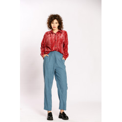 Chemise unie boutonnée effet velours
