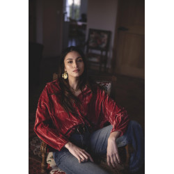 Chemise unie boutonnée effet velours