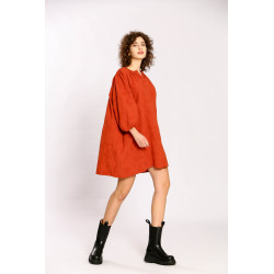 Robe courte unie boutonnée