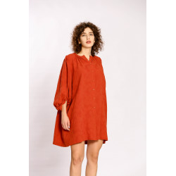 Robe courte unie boutonnée