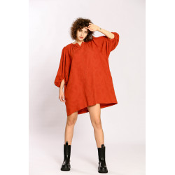 Robe courte unie boutonnée