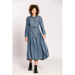 Robe longue unie ceinturée