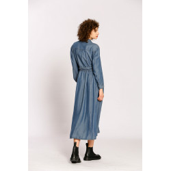 Robe longue unie ceinturée