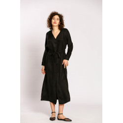 Robe longue unie satinée