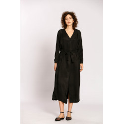 Robe longue unie satinée