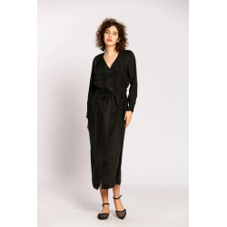Robe longue unie satinée