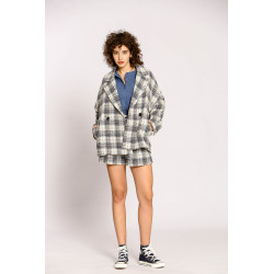 Manteau court à carreaux jacquard