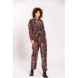 Pantalon velours 3/4 imprimé