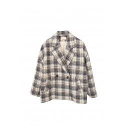 Manteau court à carreaux jacquard