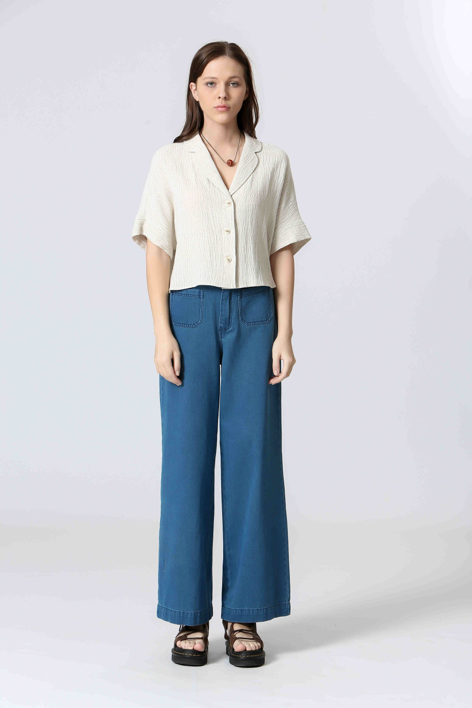 Top jacquard coton / lin