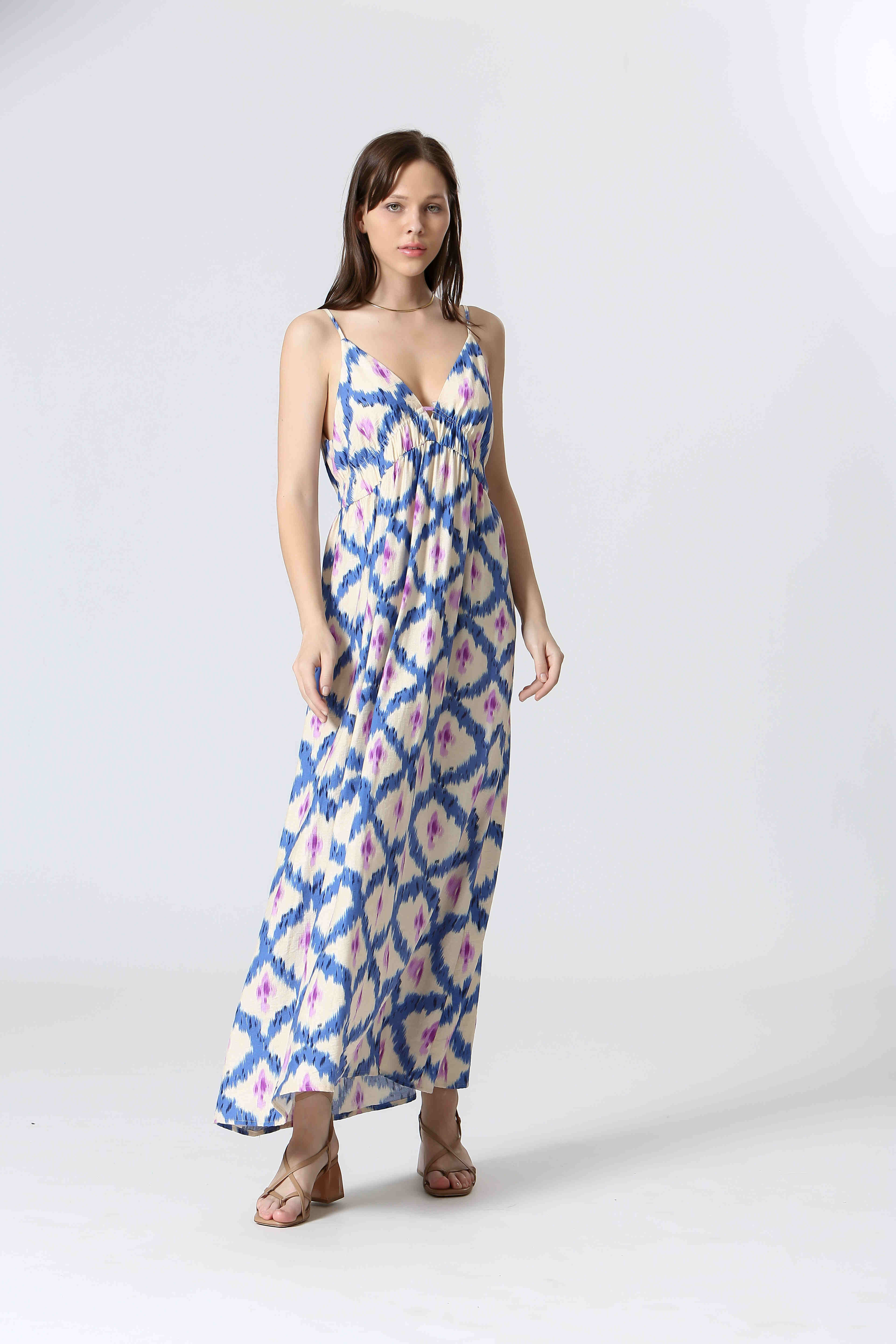 Longue robe imprimé géométrique