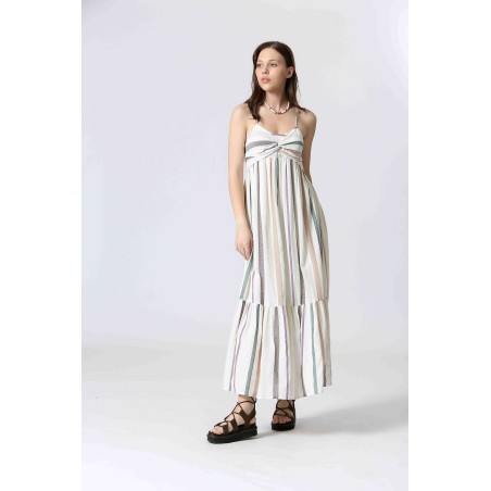 Robe longue coton rayé