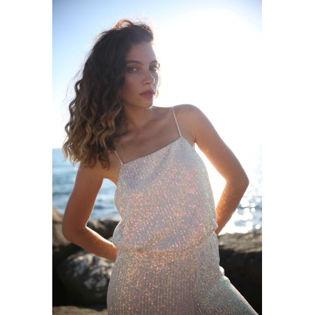 Top bretelle à sequins