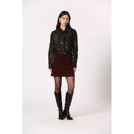 Blouse fleuri col lavallière