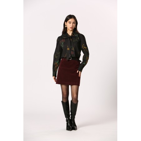 Blouse fleuri col lavallière