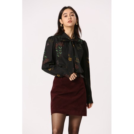 Blouse fleuri col lavallière
