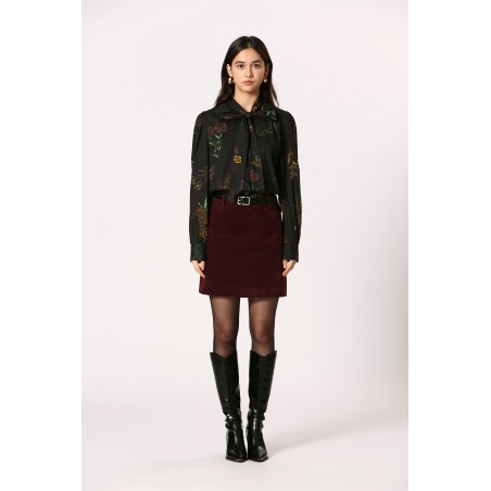 Blouse fleuri col lavallière