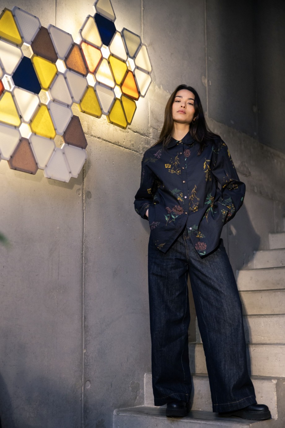 Chemise en coton fleuri