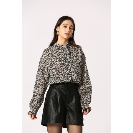 Blouse fleuri bicolore