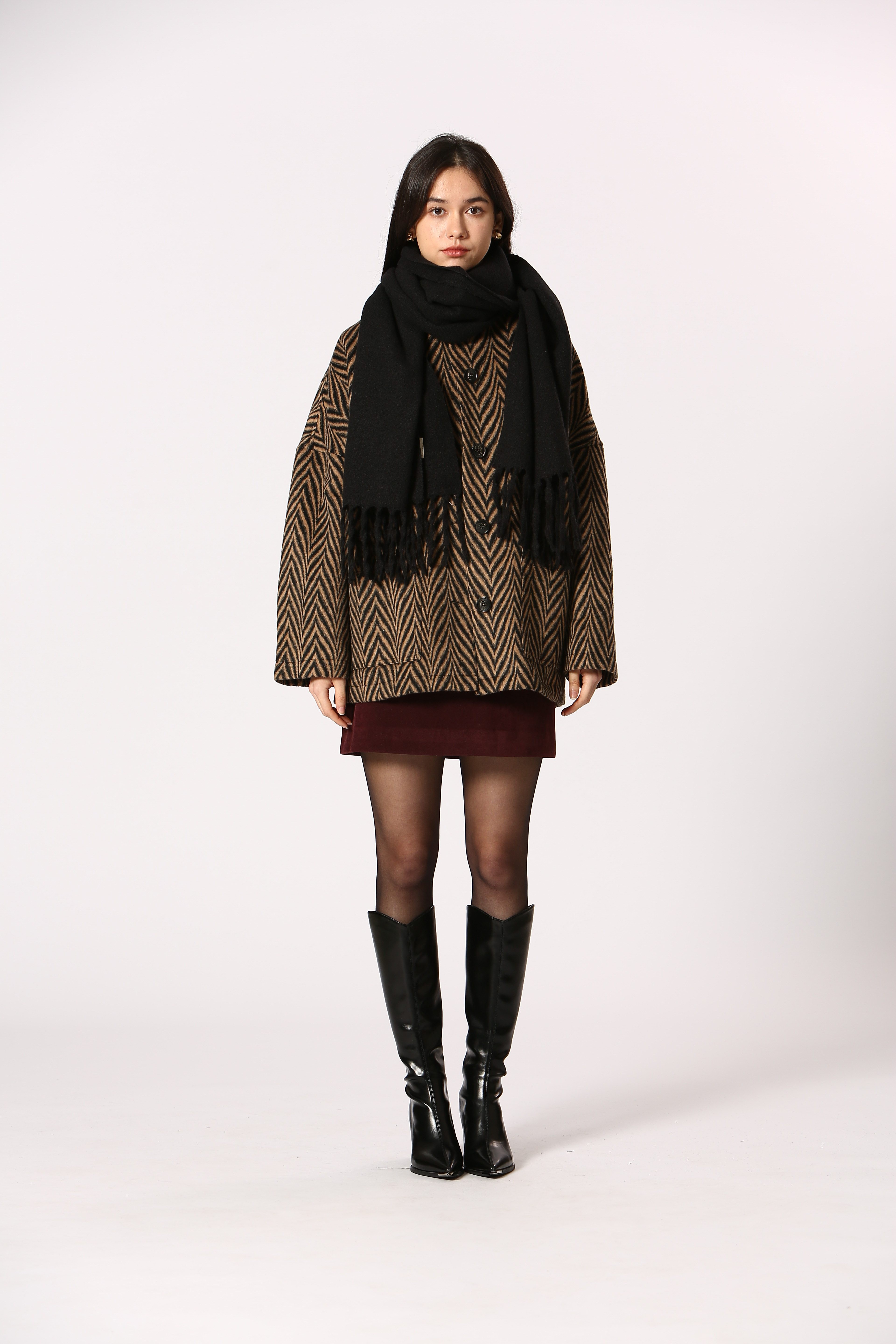 Manteau court zébré