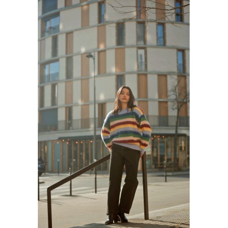 Pull à rayures multicolores