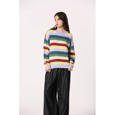 Pull à rayures multicolores