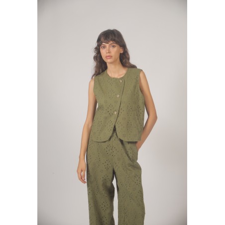 Gilet asymétrique brodé