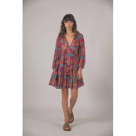 Robe courte multicolore