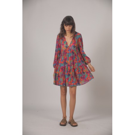 Robe courte multicolore