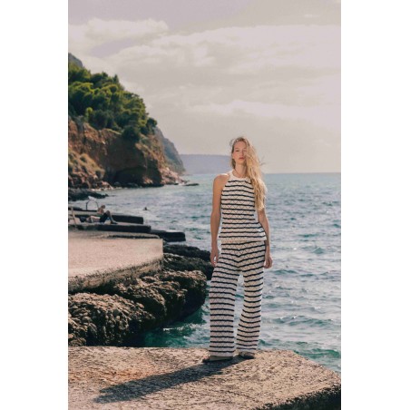 Pantalon en maille marinière