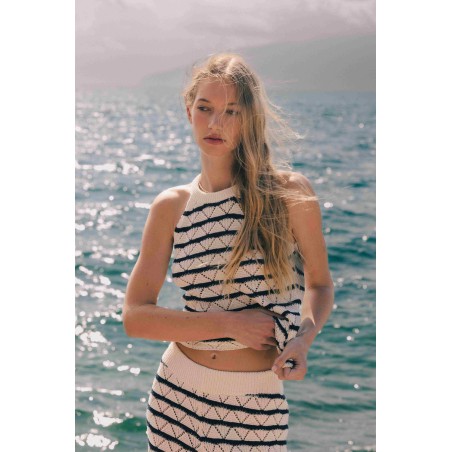 Pantalon en maille marinière