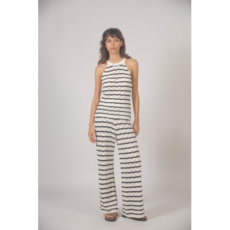 Pantalon en maille marinière