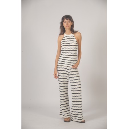 Pantalon en maille marinière