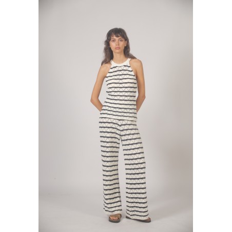 Pantalon en maille marinière