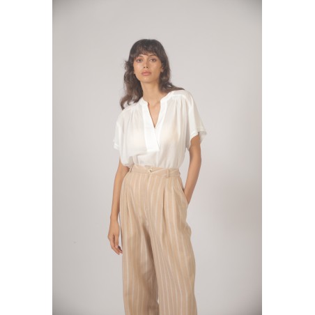 Pantalon à rayures tissées