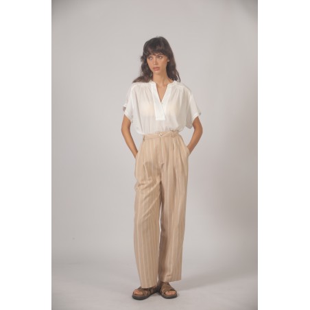 Pantalon à rayures tissées